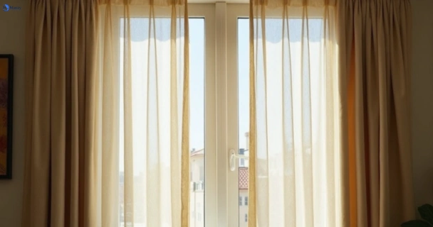 Dusty and dull curtains in eagle-farm before steam cleaning